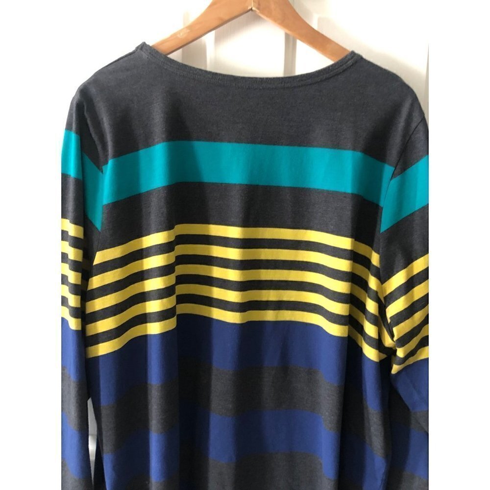 Woman's Plus Size 26/28 Lane Bryant Shirt Striped with Blue Yellow Teal - Picture 6 of 7